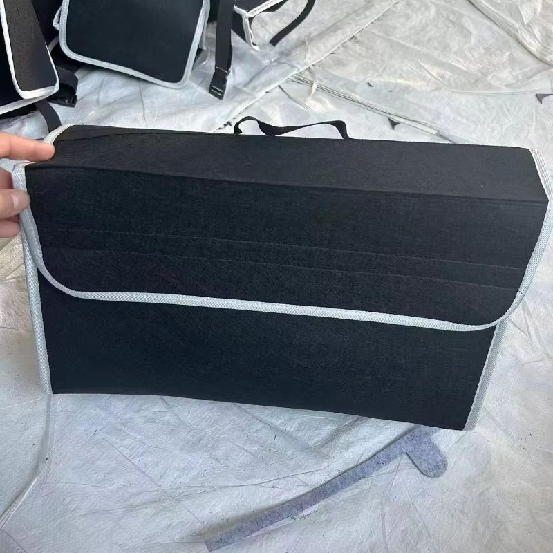Gray Felt Car Trunk Organizer  AntiSlip Storage Box With Compartments 2