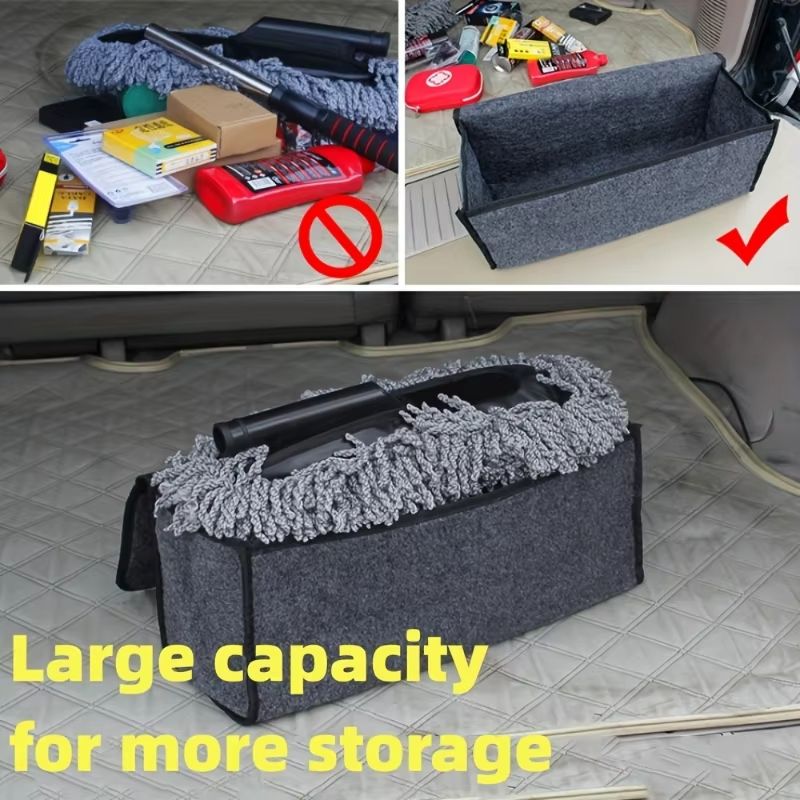 Gray Felt Car Trunk Organizer  AntiSlip Storage Box With Compartments 3