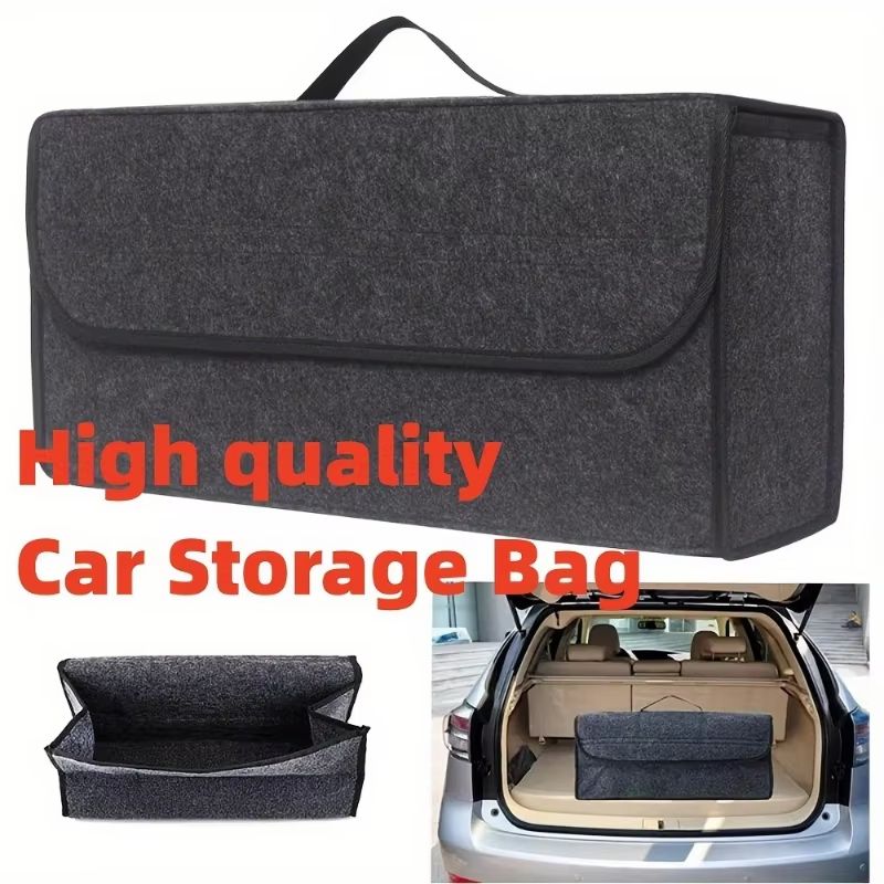 Gray Felt Car Trunk Organizer  AntiSlip Storage Box With Compartments 4