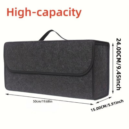 Gray Felt Car Trunk Organizer  AntiSlip Storage Box With Compartments 5