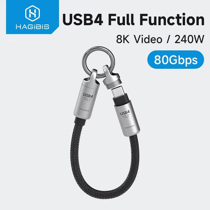 Hagibis Short USB4 Portable Keychain Cable CtoC 240W 80Gbps For Thunderbolt 45  IPhone 16 Pro 1