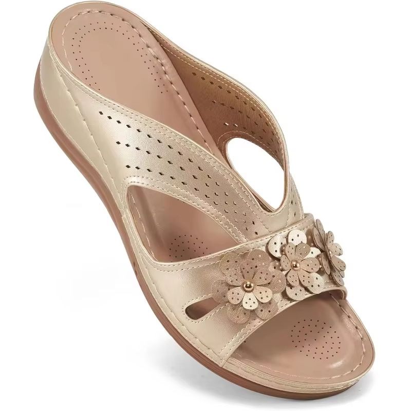 Womens Flower Hollow Wedge Sandals  Casual Comfortable NonSlip Beach Shoes Plus Size 43 6