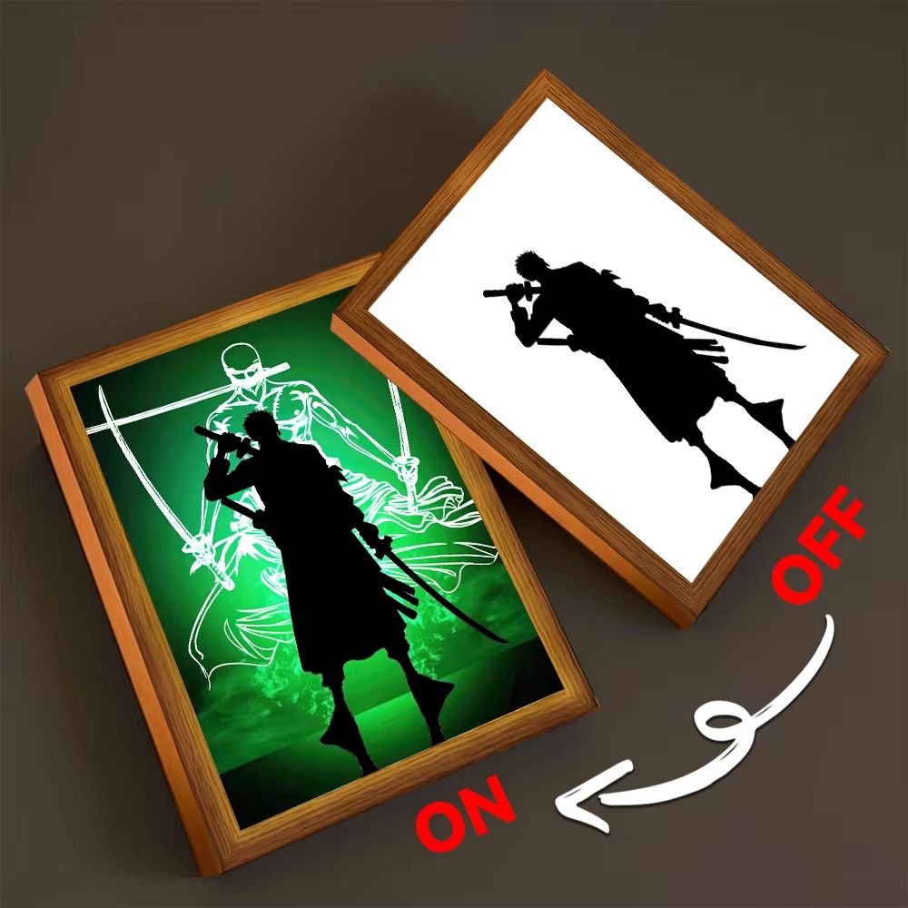 Anime LED Light Painting Photo Frame  One Piece Luffy  Zoro Night Lamp Bedroom Manga Decor Gift For 11
