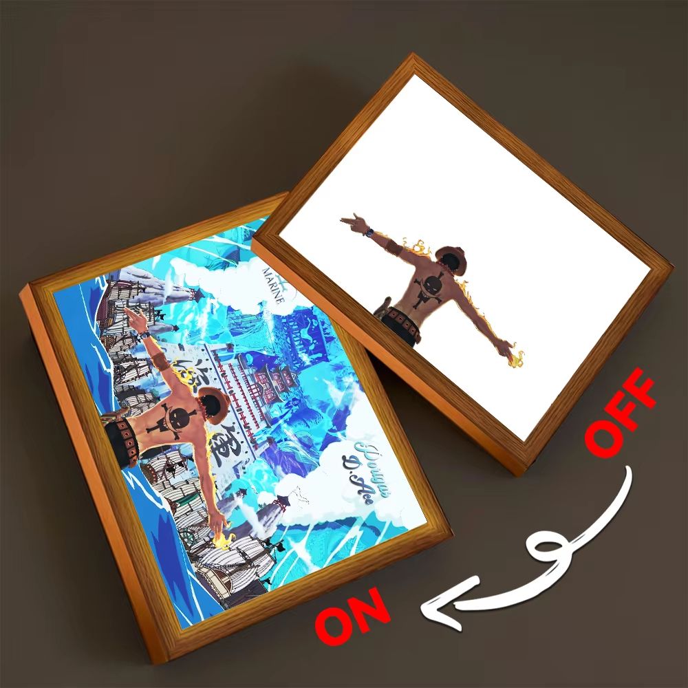 Anime LED Light Painting Photo Frame  One Piece Luffy  Zoro Night Lamp Bedroom Manga Decor Gift For 12