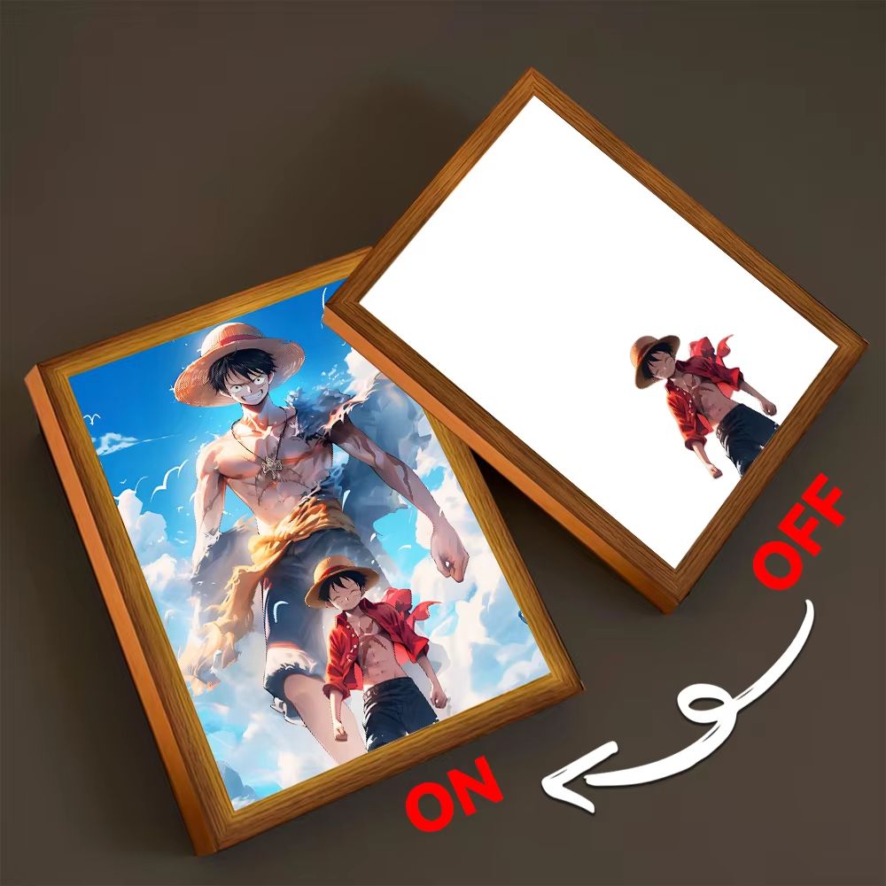 Anime LED Light Painting Photo Frame  One Piece Luffy  Zoro Night Lamp Bedroom Manga Decor Gift For 7