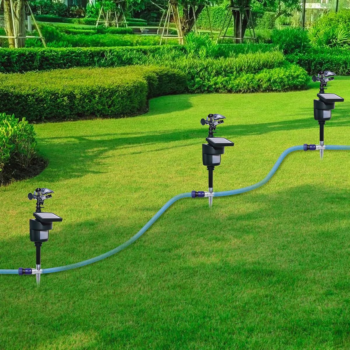 Solar Motion Sensor Sprinkler  EcoFriendly Jet Spray Animal Repeller With Solar Panel For Garden  Y 5