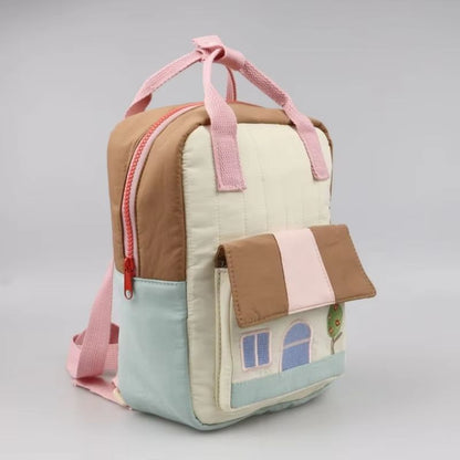 Tree House Embroidery Backpack  Lightweight ParentChild Matching Bag For Boys And Girls Contrasting 1