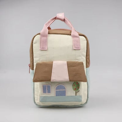 Tree House Embroidery Backpack  Lightweight ParentChild Matching Bag For Boys And Girls Contrasting 3