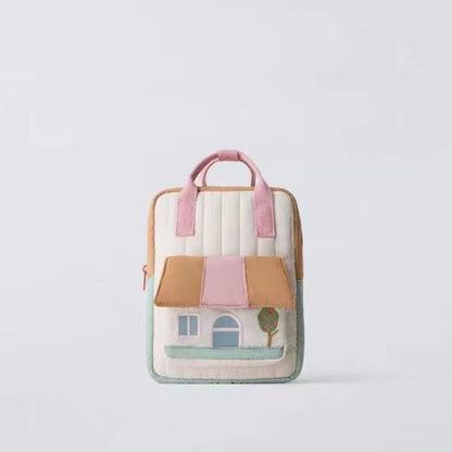 Tree House Embroidery Backpack  Lightweight ParentChild Matching Bag For Boys And Girls Contrasting 6