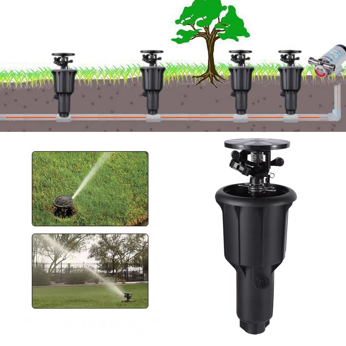 Pulse PopUp Impact Sprinkler Head  Adjustable Rocker Rotary Buried Irrigation For Farmland  Lawn 12 2