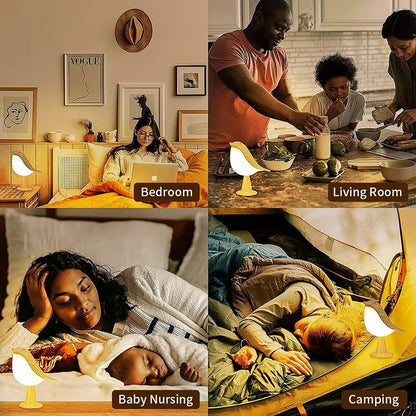 BirdGlow Rechargeable Wooden Bird Night Light  LED Touch Switch Bedside Lamp 4