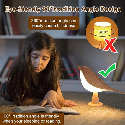 BirdGlow Rechargeable Wooden Bird Night Light  LED Touch Switch Bedside Lamp 5
