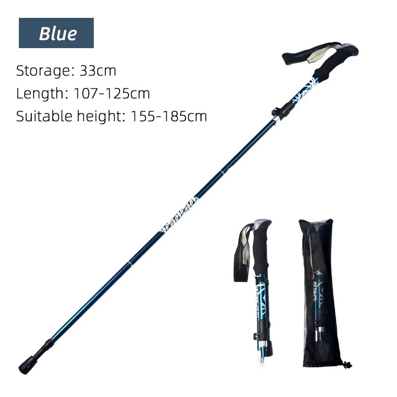 5Section Folding Trekking Pole  Portable Telescopic Hiking Stick For Camping Walking And Nordic Use 9