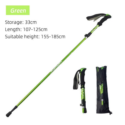 5Section Folding Trekking Pole  Portable Telescopic Hiking Stick For Camping Walking And Nordic Use 6