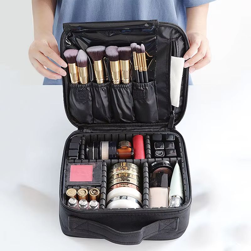 Waterproof Travel Makeup Bag  Professional Cosmetic Case With Brush Storage And Embroidery Design 1