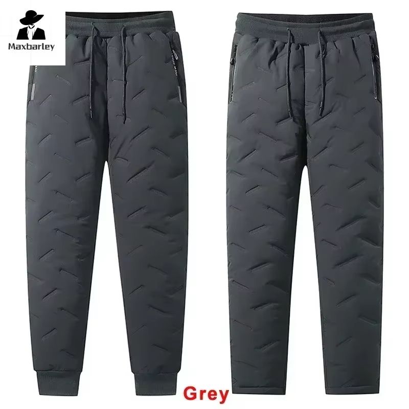 Mens Winter Down Cotton Pants Waterproof Warm Thickened Outdoor Ski Joggers With Zipper Pockets 2