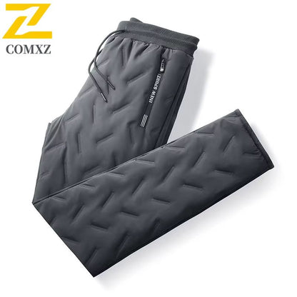 Mens Winter Down Cotton Pants Waterproof Warm Thickened Outdoor Ski Joggers With Zipper Pockets 8