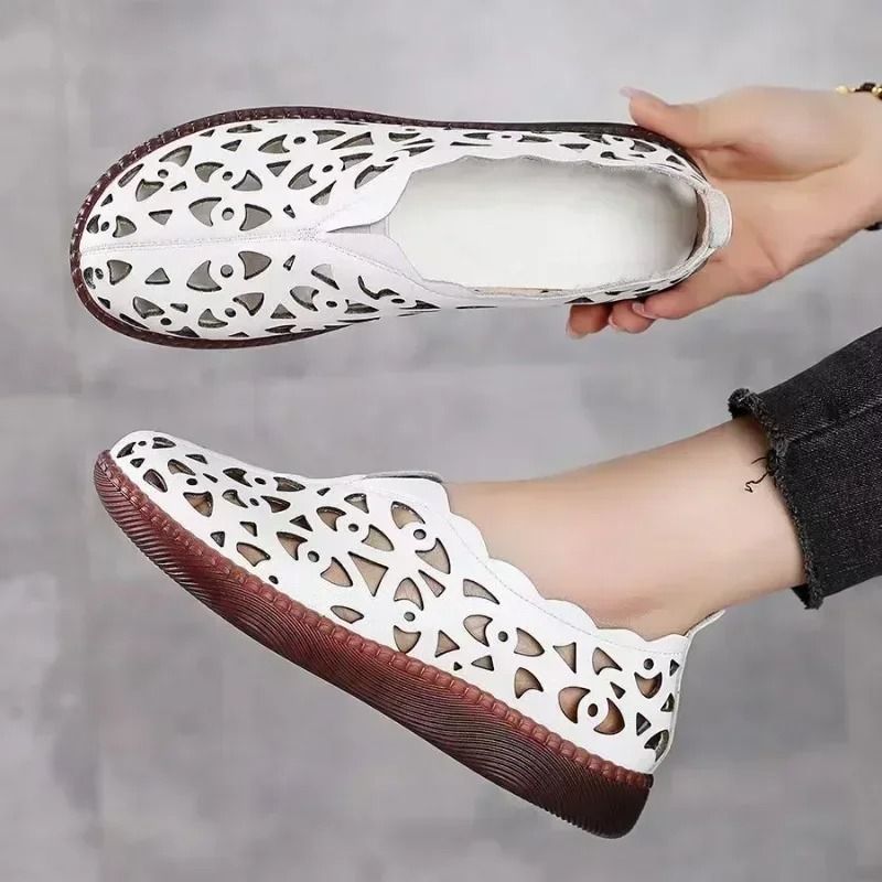 Womens Hollow Floral Summer Loafers With Soft Sole 6