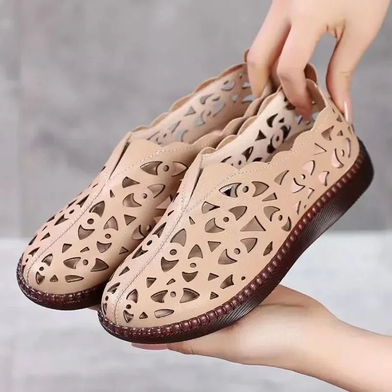 Womens Hollow Floral Summer Loafers With Soft Sole 7