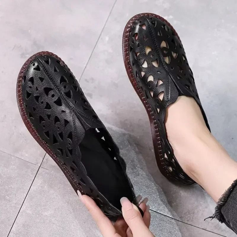 Womens Hollow Floral Summer Loafers With Soft Sole 8