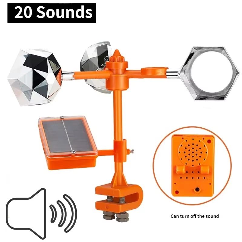Solar Powered 3 In 1 Bird Repeller  Ultrasonic Wind Motion And Reflective Flash Pest Deterrent For  7
