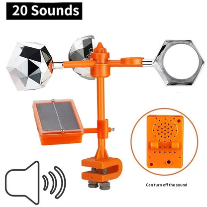 Solar Powered 3 In 1 Bird Repeller  Ultrasonic Wind Motion And Reflective Flash Pest Deterrent For  7