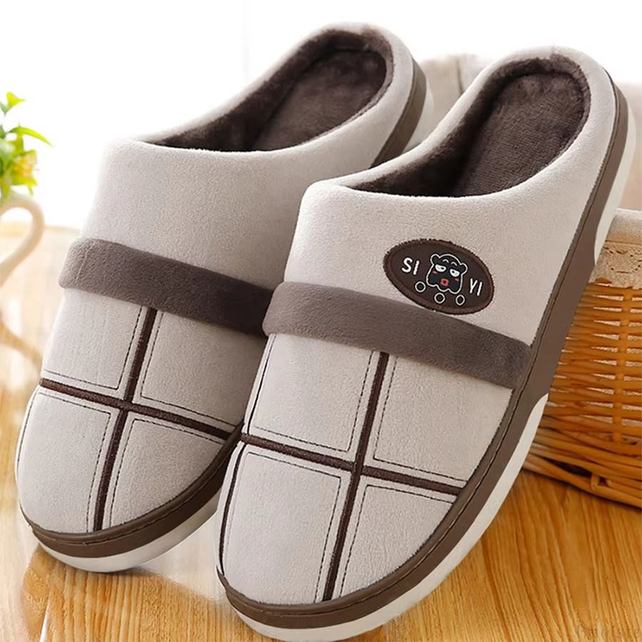 Mens Winter Plaid House Slippers  Warm Plush Indoor Shoes With Soft Memory Foam And Non Slip SoleKe 6