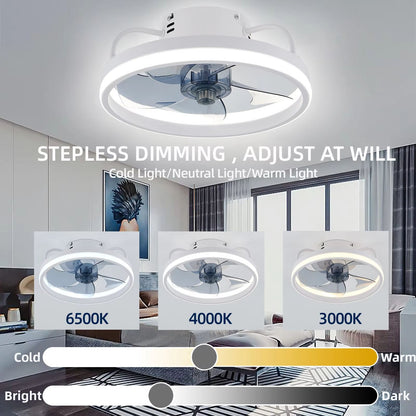LED Ceiling Fan With Remote Control  Silent Smart Ceiling Light Fan For Bedroom And Living Room Dec 2