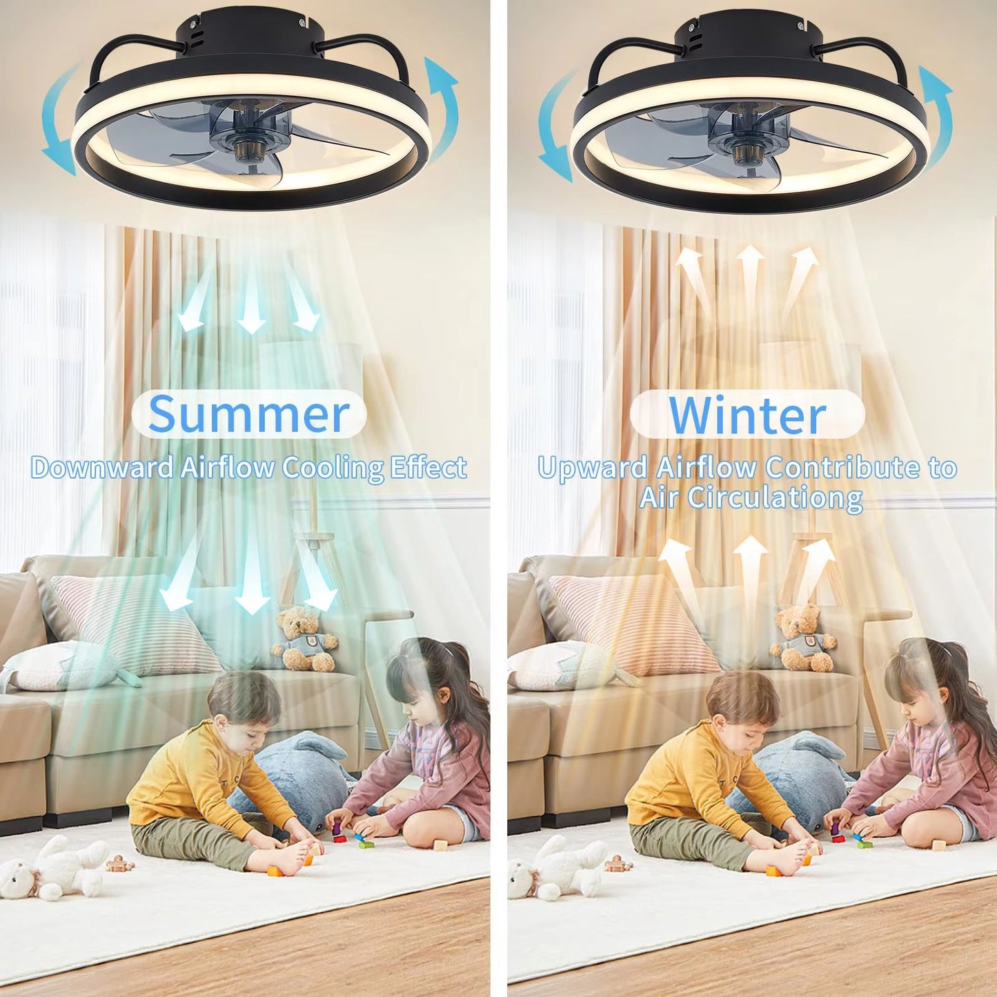 LED Ceiling Fan With Remote Control  Silent Smart Ceiling Light Fan For Bedroom And Living Room Dec 3