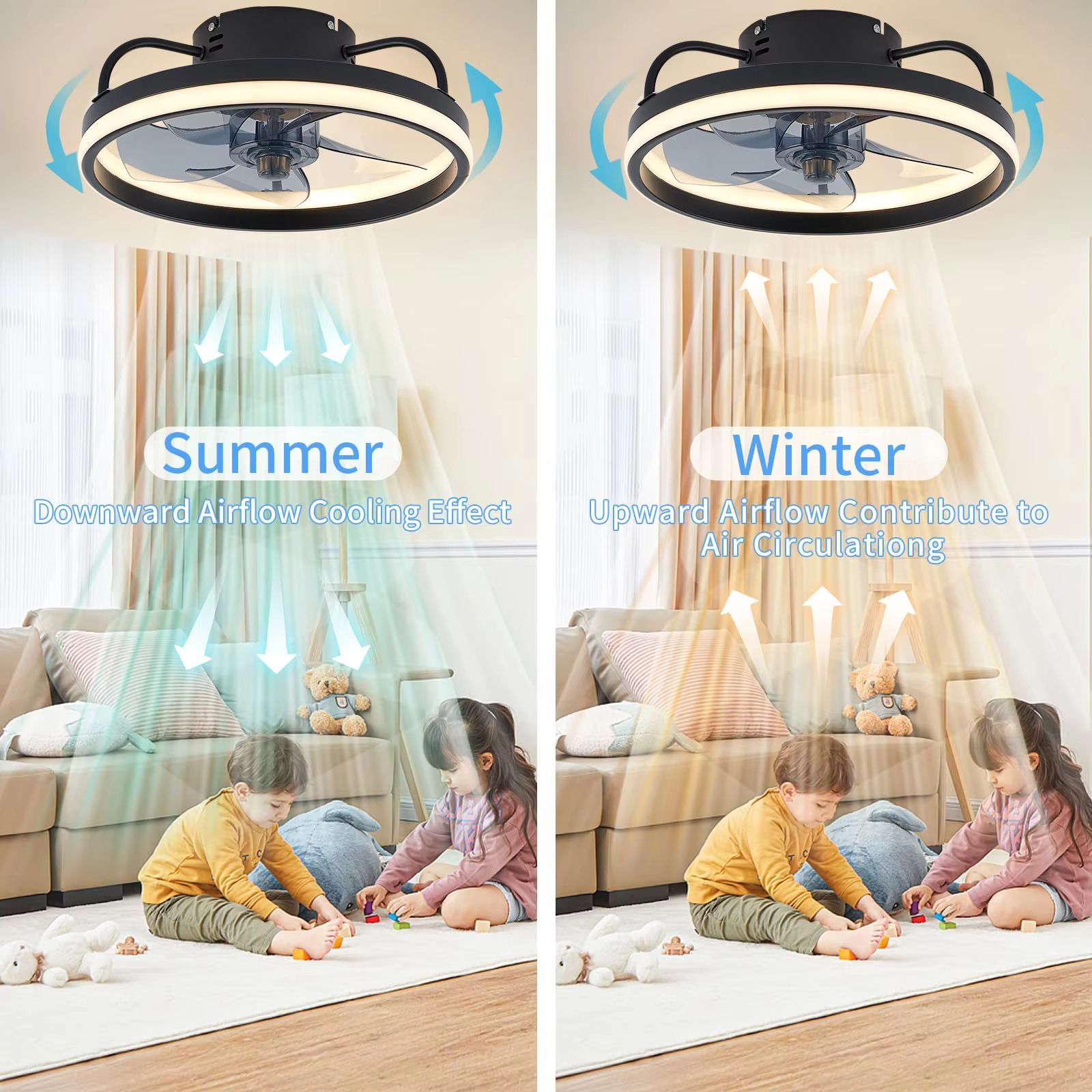 LED Ceiling Fan With Remote Control  Silent Smart Ceiling Light Fan For Bedroom And Living Room Dec 3