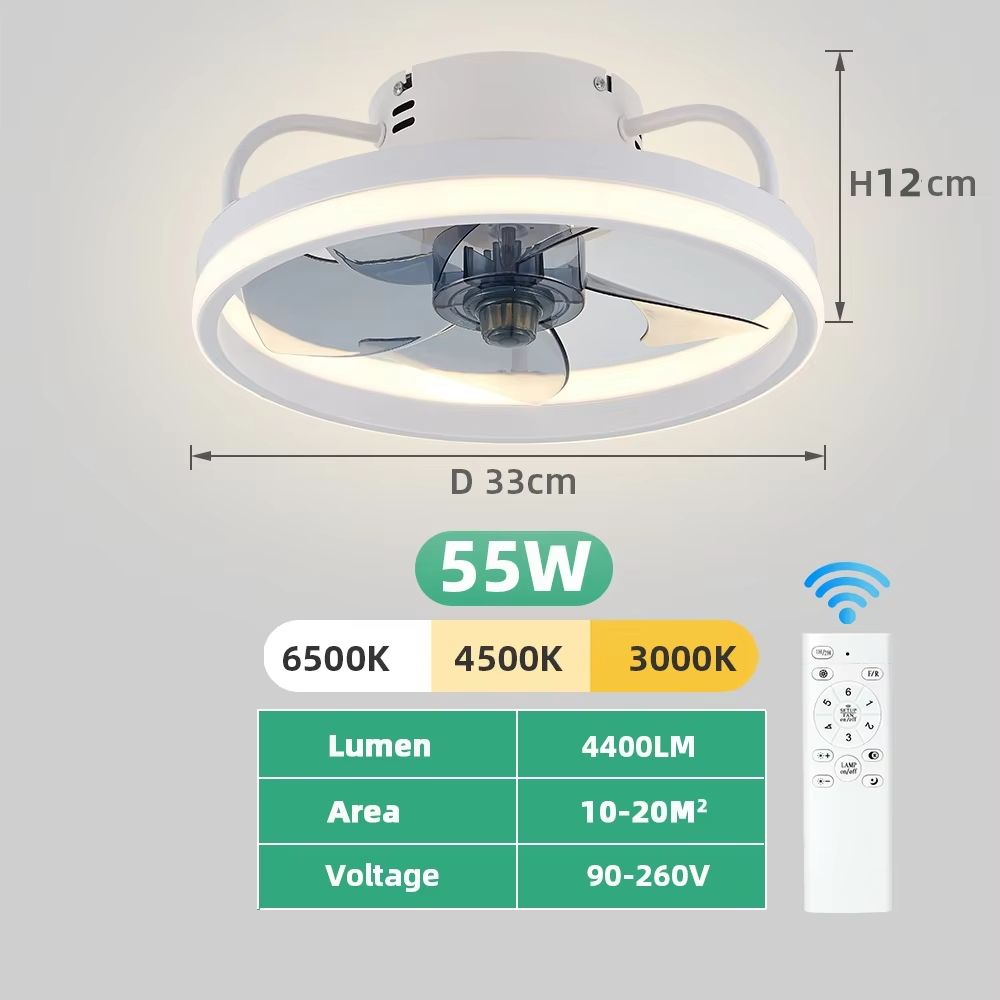 LED Ceiling Fan With Remote Control  Silent Smart Ceiling Light Fan For Bedroom And Living Room Dec 5
