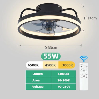 LED Ceiling Fan With Remote Control  Silent Smart Ceiling Light Fan For Bedroom And Living Room Dec 6