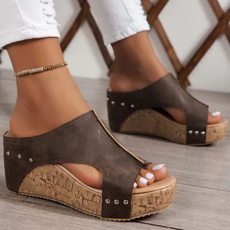 Womens Peep Toe Wedge Sandals Platform High Heel Summer Shoes 9