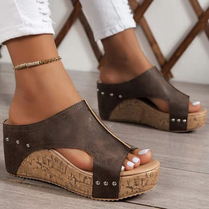 Womens Peep Toe Wedge Sandals Platform High Heel Summer Shoes 9