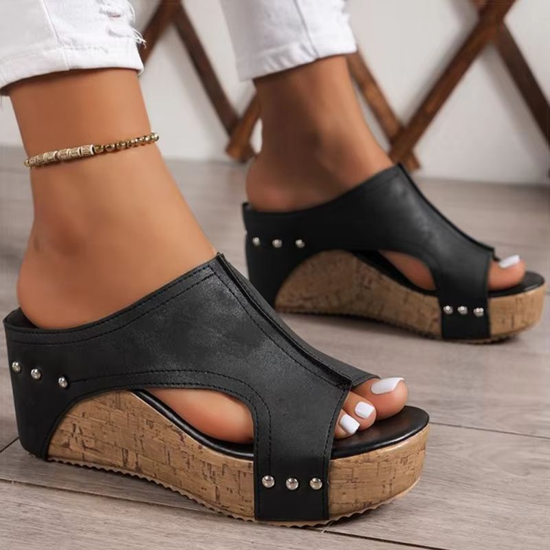 Womens Peep Toe Wedge Sandals Platform High Heel Summer Shoes 7