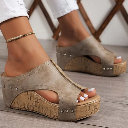Womens Peep Toe Wedge Sandals Platform High Heel Summer Shoes 8