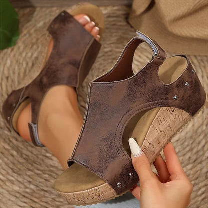 Womens Peep Toe Wedge Sandals Platform High Heel Summer Shoes 13
