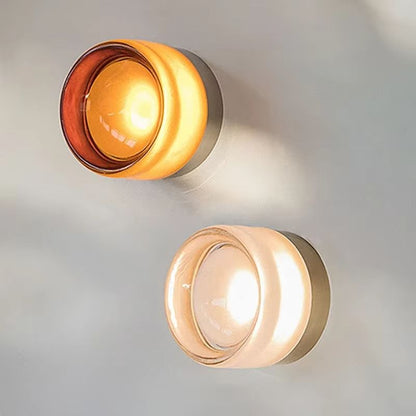 Modern LED Wall Lamp – Amber or Smokey Grey Jelly Glass Wall Sconce for Living Room, Bedroom, Corridor, or Dining Room