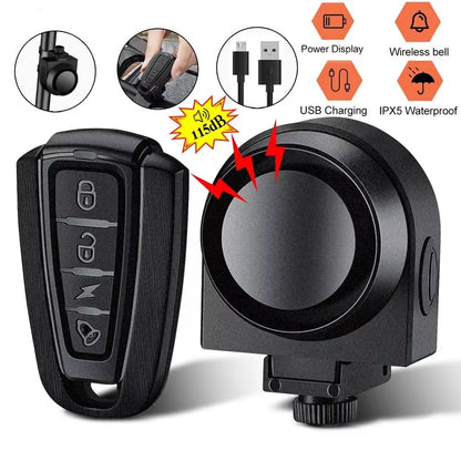 Bicycle Vibration Alarm USB Rechargeable Wireless Anti Theft Bike Alarm with Remote Control Security System