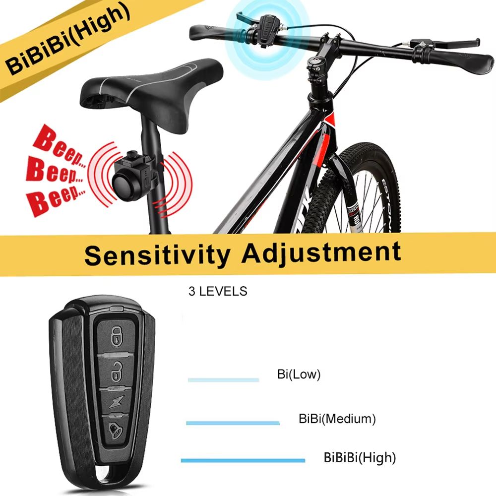 Bicycle Vibration Alarm USB Rechargeable Wireless Anti Theft Bike Alarm With Remote Control Securit 3