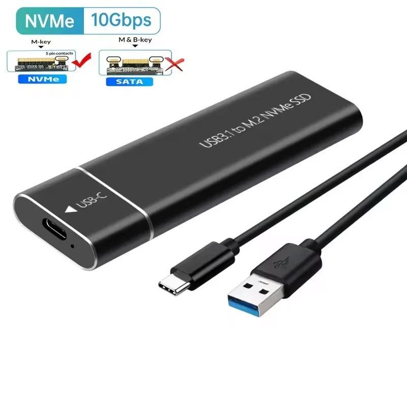 M2 SSD Case NVMe SATA Enclosure Adapter USB C External Drive Housing 9