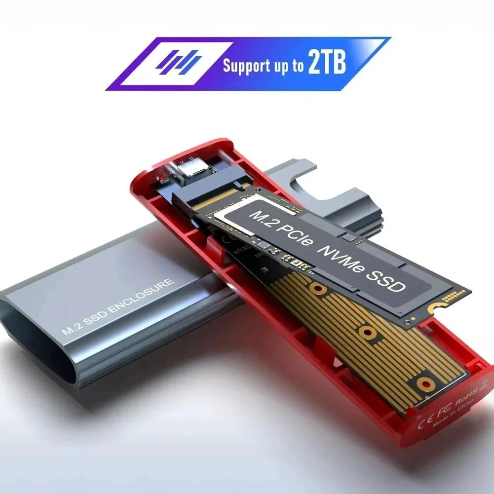 M2 SSD Case NVMe SATA Enclosure Adapter USB C External Drive Housing 1
