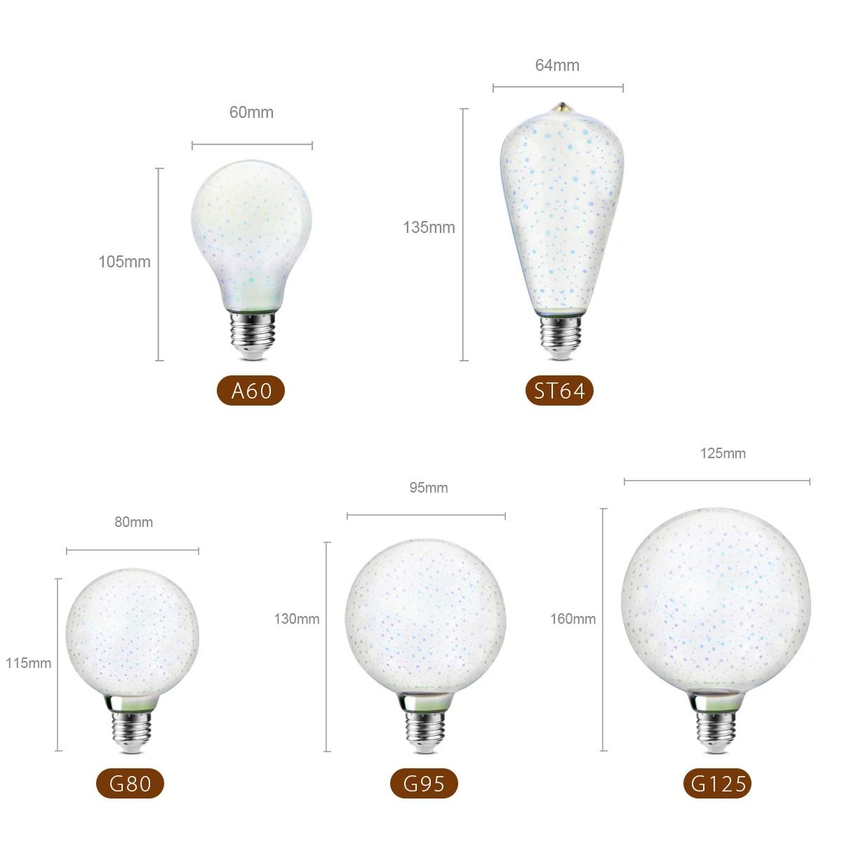 3D Fireworks Effect Vintage LED Bulb Retro Edison Lamp 4
