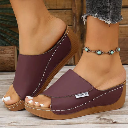 Women Luxury Wedge Sandals Summer Heeled Open Toe Slip On Casual Shoes 9