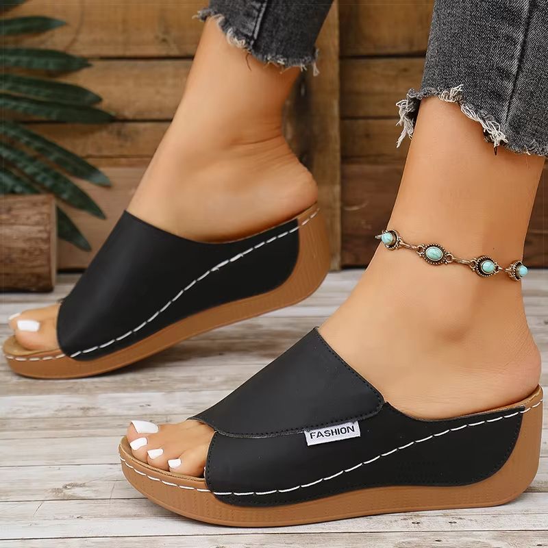 Women Luxury Wedge Sandals Summer Heeled Open Toe Slip On Casual Shoes 4