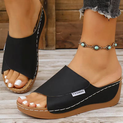 Women Luxury Wedge Sandals Summer Heeled Open Toe Slip On Casual Shoes 7