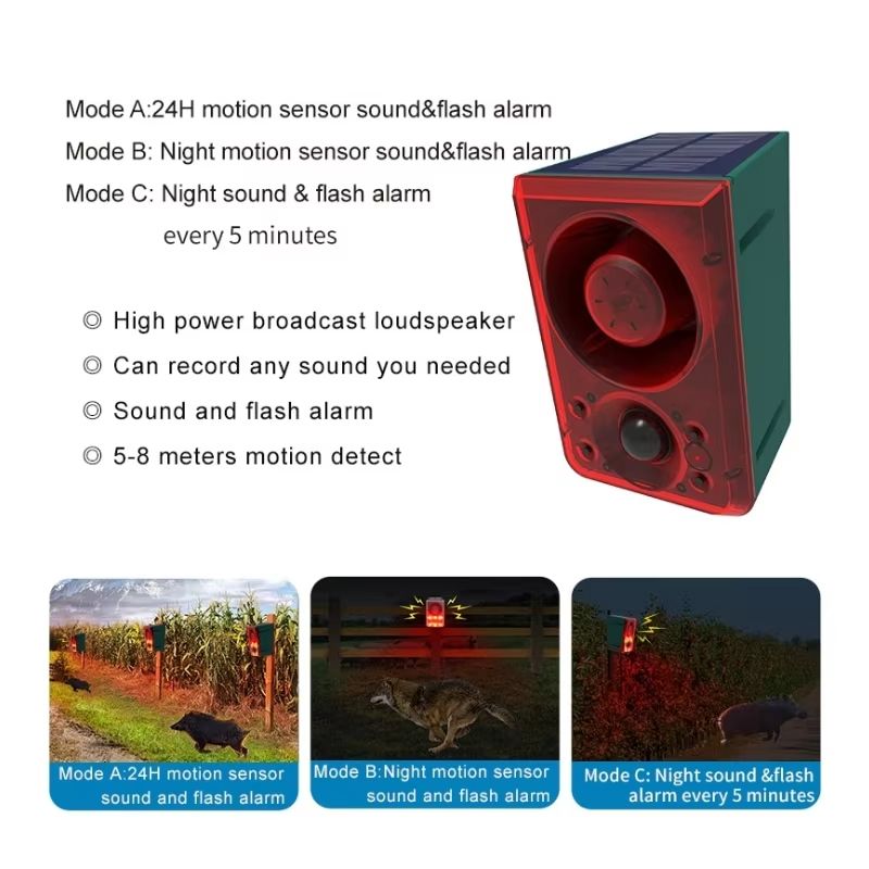 Outdoor Solar Motion Sensor Alarm 129dB With Remote Control For Farm Yard Garden Garage 4