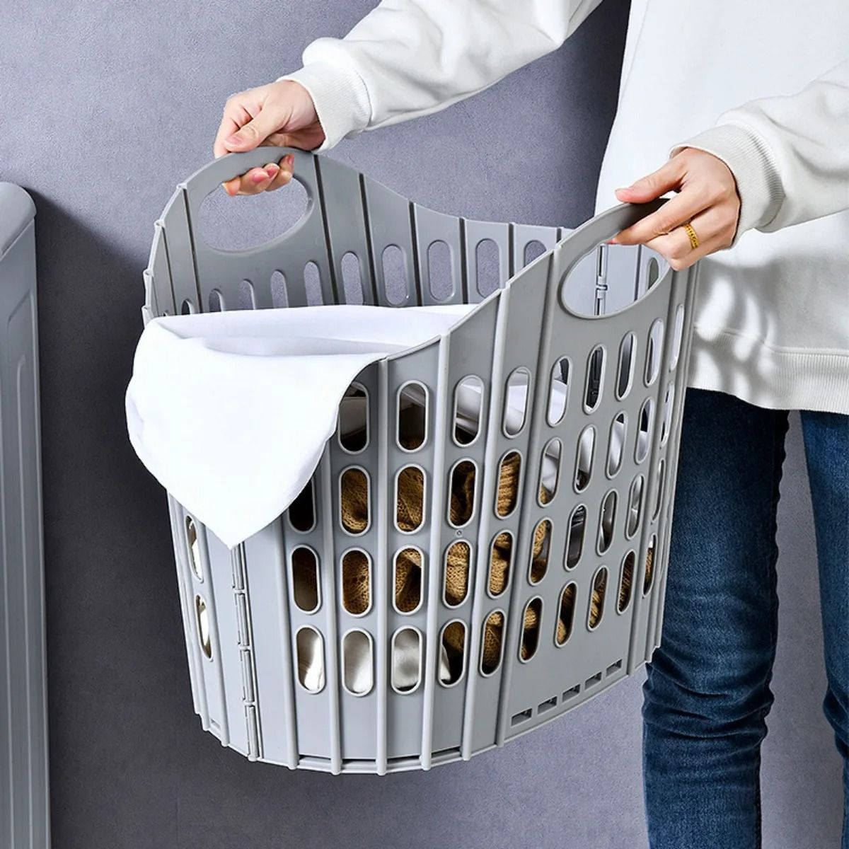 Modern Foldable Laundry Hamper with High Capacity and Portable Design