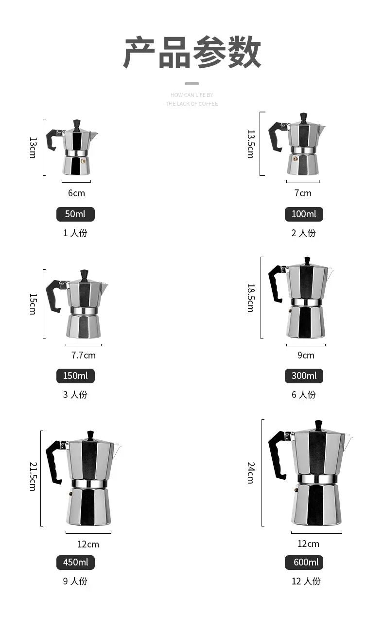 Italian Style Aluminum Mocha Coffee Pot Portable Espresso And Tea Maker 2