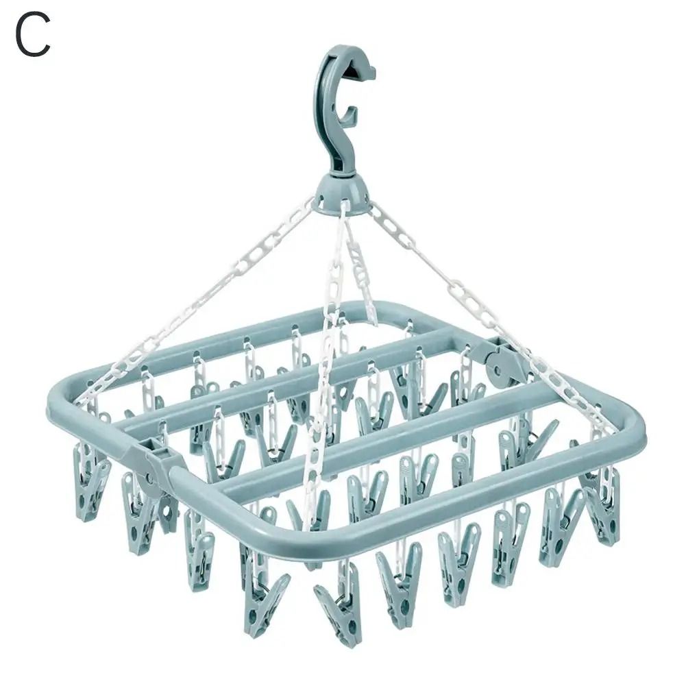 Clothes Drying Hanger With 32 Clips 8